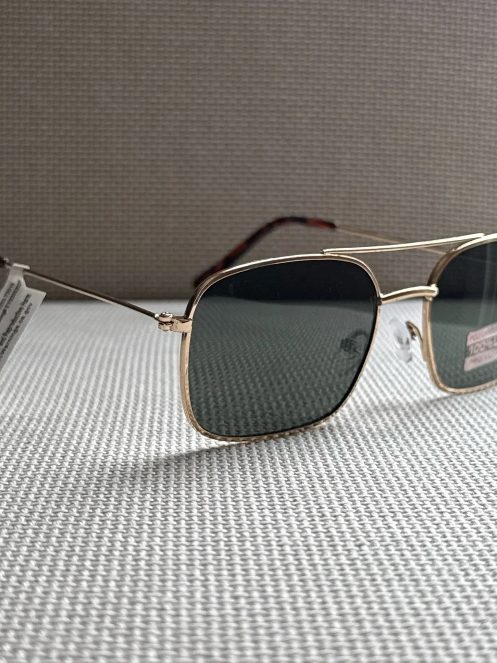 Gold Frame Sunglasses with Dark Green Lenses